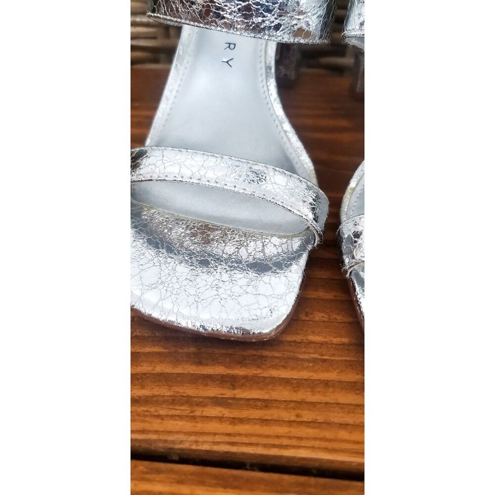 Katy Perry Silver Strappy Block Heel Sandals Mirror Detail Size 6.5 - Picture 8 of 11
